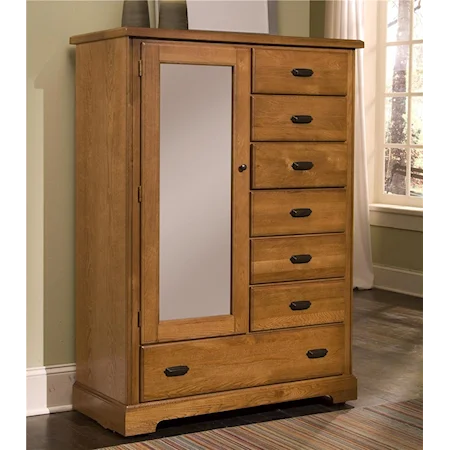 7 Drawer Armoire with Mirrored Door